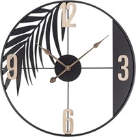 Large Leaf Metal Wall Clock for Living Room Decor