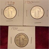 1930 Standing Liberty Silver Quarters