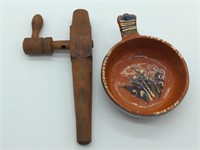 Wooden Tap 8.5" and Ceramic Dish 5"