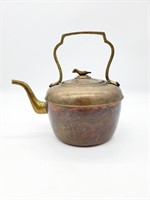 Copper & Brass Bird Lidded Teapot