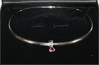 14 kt Gold & Pink Sapphire Diamond Necklace