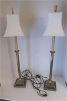 2 Candlestick Lamps--Stone Bases--32 " Tall