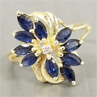 14k gold ring set with sapphires, 3.1 grams,
