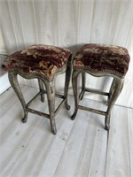 Antique Upholstered Stools (set of 2)