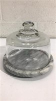 Marble Cheese Tray with Glass Dome K8C