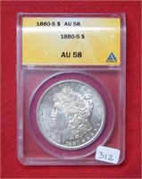 1880 S Morgan Silver Dollar ANACS AU58