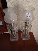 Early glass dresser lamps