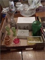 Tiffin glass perfumes, vase, etc.