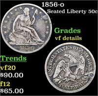 1856-o Seated Half Dollar 50c Grades vf details