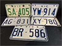 Five vintage Australia Motorcylcle plates