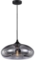 INDUSTRIAL VINTAGE ROUND GLASS PENDANT LIGHT WITH