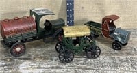 3 cast vintage cars/trucks