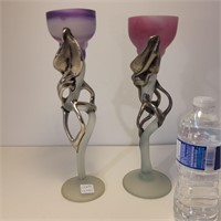 Pair of studio art glass