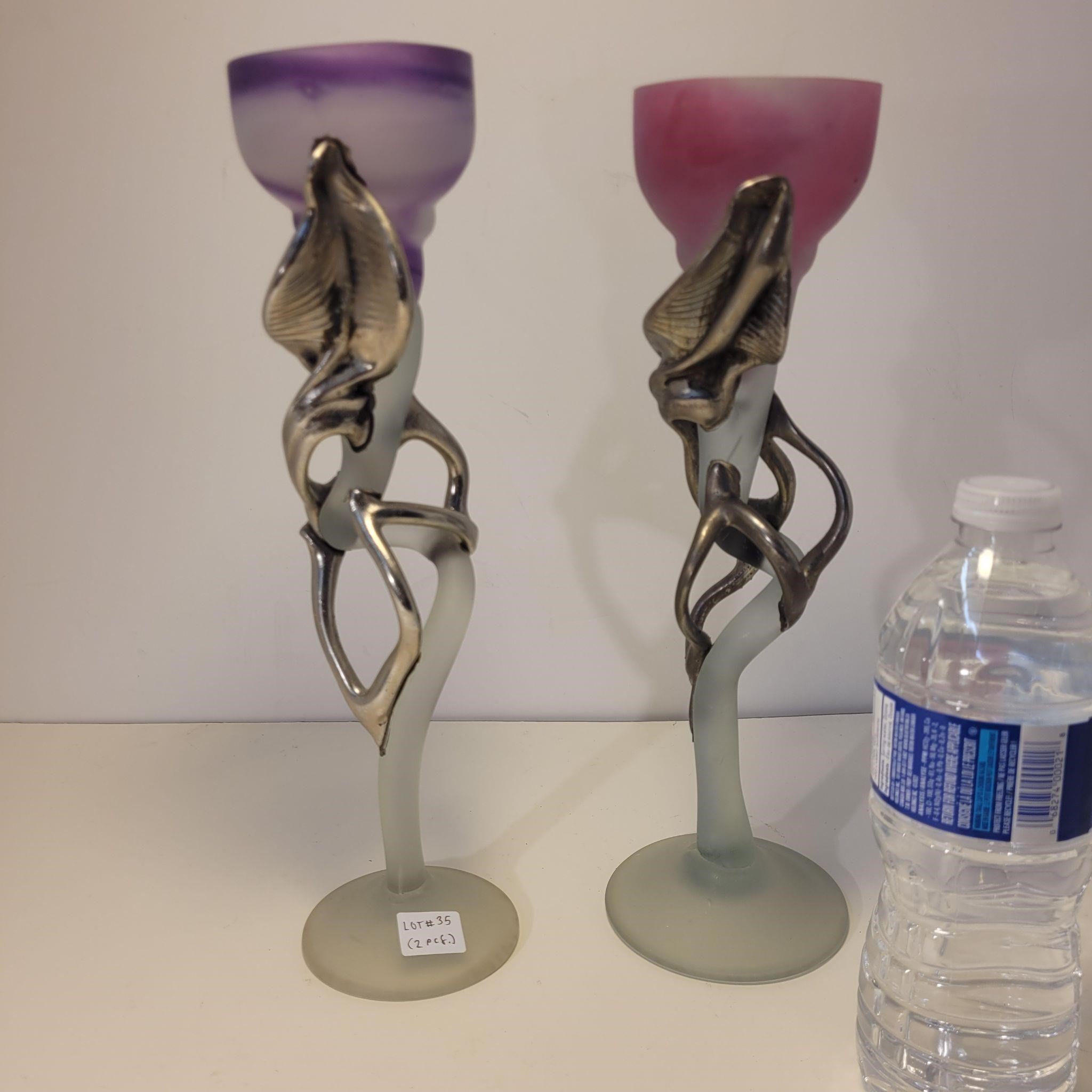 Pair of studio art glass