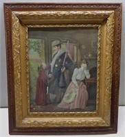 Antique Framed Soldier Lithograph Print