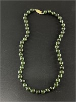 Alaskan Kobuk jade beaded necklace, knots between