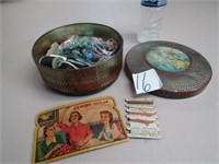 EARLY VICTORIAN TIN FULL OF VINTAGE BUTTONS,