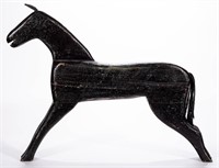 FOLK ART CARVED AND PAINTED WOOD HORSE, with