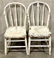 Pair Vintage Project Yard Lawn Decor Wood Chairs