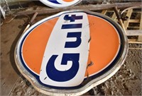 Double Sided 68" Gulf Porcelain Sign on Original