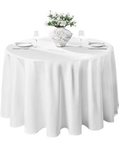Round Tablecloth,White Circular Table Cover 90x