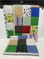 Lot of 3 hand sewn lap quilts