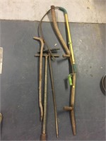 Handle pipe auger and tool lot