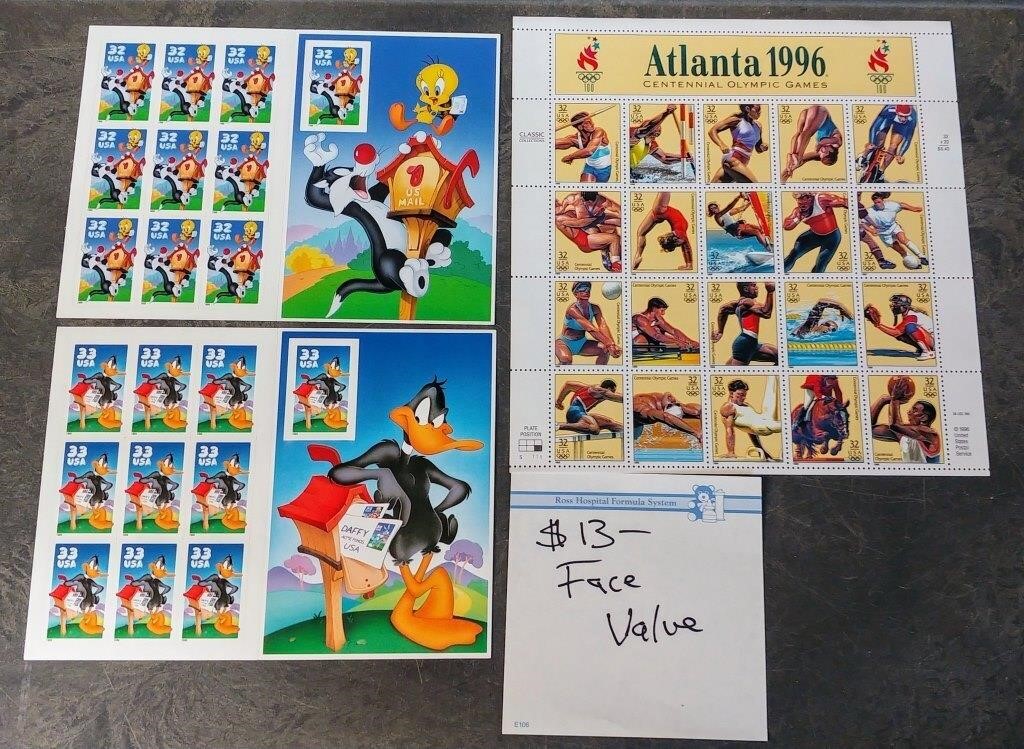 $13 FACE VALUE IN USABLE US STAMPS DAFFY DUCK &