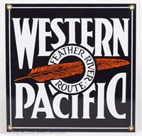 Western Pacific Feather River Route Enamel Sign
