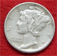 1931 S Mercury Silver Dime