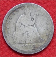 1857 Seated Liberty Silver Quarter - No Motto