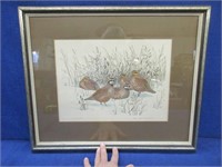 signed wm zimmerman lithograph "pheasants"