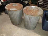 (2) Galvanized Trash Can w/ Lid