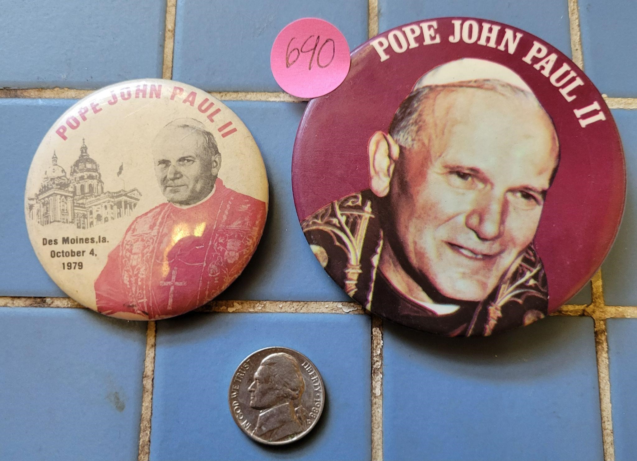 Vintage Pope John Paul II Buttons (Des Moines)