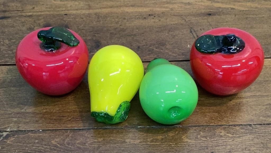 4 Pcs Blown glass fruit