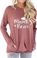 Freemale Womens Mama Bear Sweatshirt Long Sleeve P