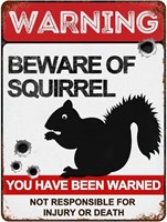 Beware of Squirrel Signs 12"x16", Vintage Metal