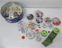 Vintage pin back buttons includes 1984 Restore