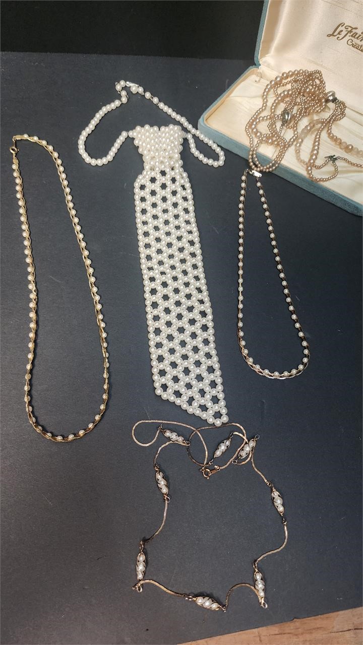 Pearl Costume Necklaces and Tie!