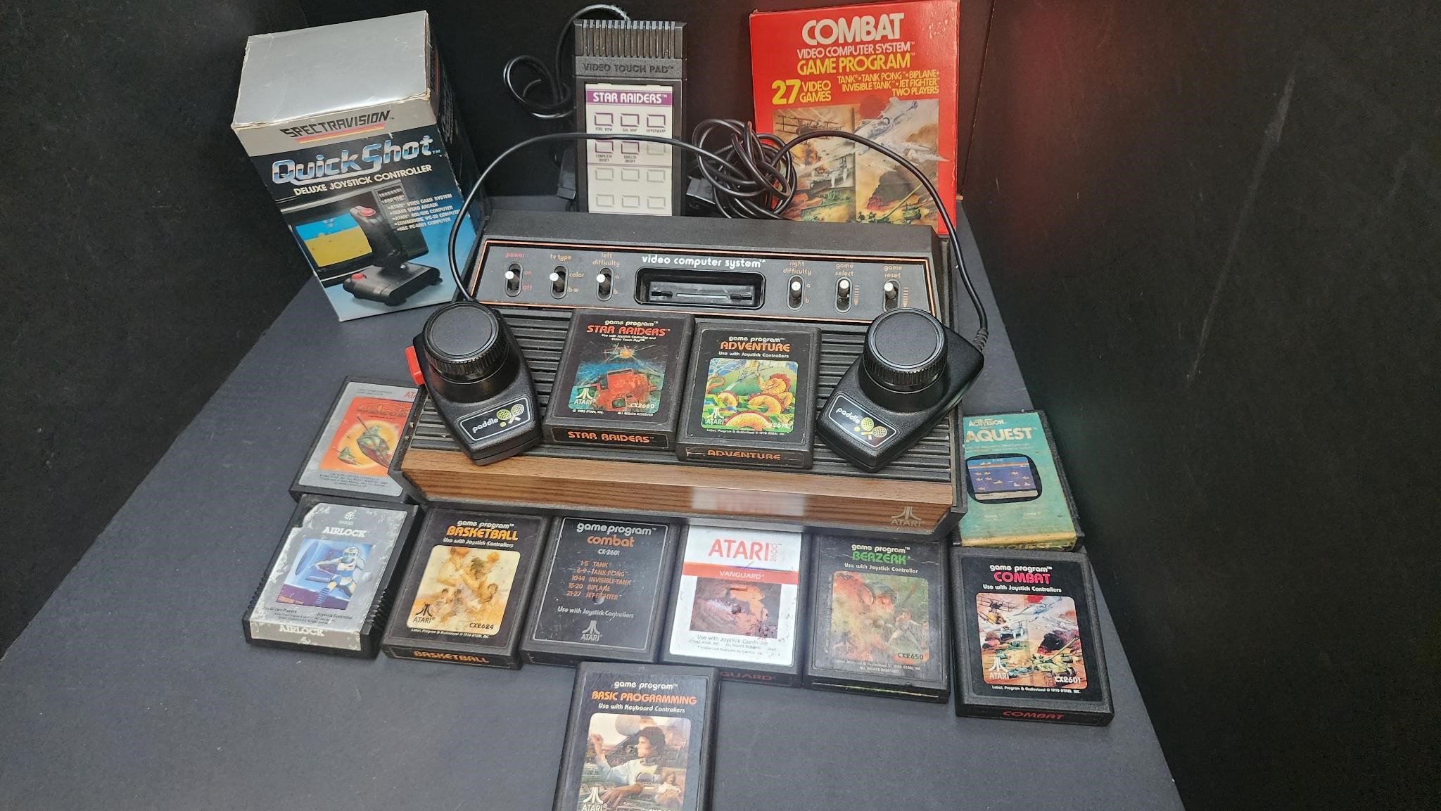 Atari 2600 with games and controllers