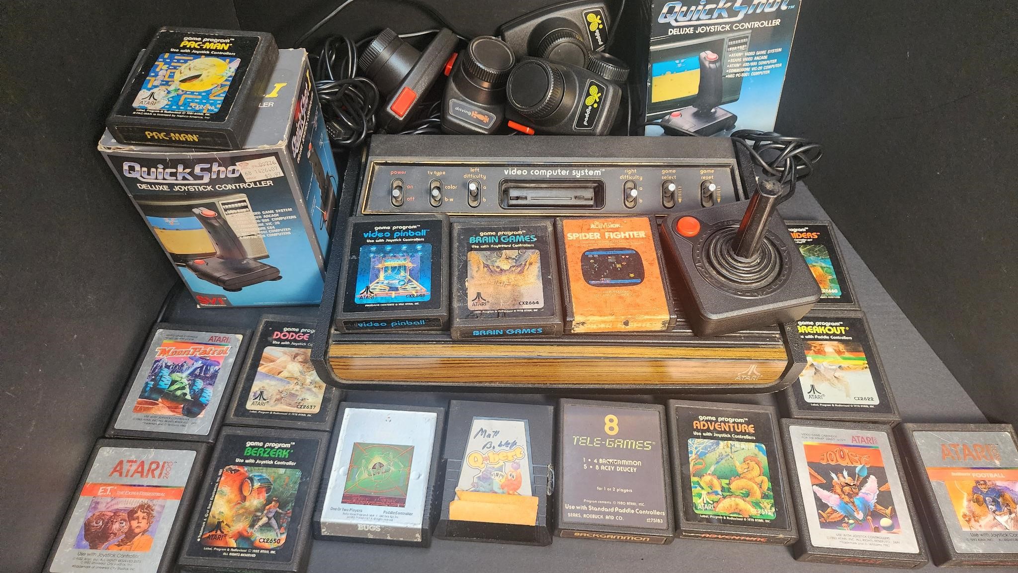 Atari 2600 with games and controllers