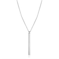 Sterling Silver Long Polished Bar Necklace