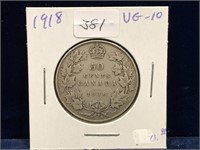 1918 Can Silver 50 Cent Piece  VG10