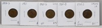 (5) Early Lincoln Cents. Dates Include: 1914-S,