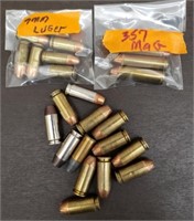 Lot of Assorted Bullets. 9mm Luger, 357 Mag & S&W