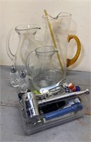 Glass Barware Pitcher Set & Mixing Tools