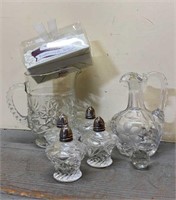 Cut & Pressed Clear Glass Lot & Shakers