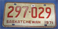 Single 1971 Saskatchewan Licence Plate(279029)