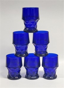 VIKING GLASS COBALT BLUE GORGIAN HONEYCOMB TUMBLER