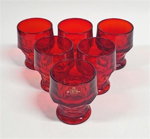 Vtg. VIKING GLASS RED GORGIAN HONEYCOMB TUMBLERS
